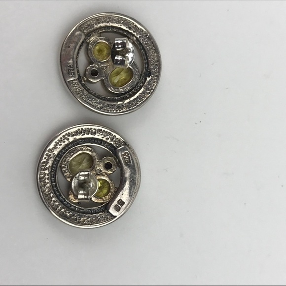 Garnet Tourma Aztec Round Sterling Silver Earring - Picture 3 of 4